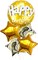Gold Happy Birthday Balloon Set - 23 Inch, Big, Pack of 5 | Happy Birthday Mylar Balloons, Golden Birthday Balloons | Gold Star Balloons, Gold Foil Balloons | Black And Gold Party Decorations